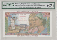 Reunion 10 Nouveaux Francs on 500 Francs, ND, T.1 52416, P54b, BNB B506b, UNC, PMG 67 EPQ

Estimate: 800-1000