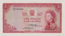 Rhodesia 1 Pound, 19.10.1964, G/9 940429, P25a, BNB B102i, VF

Estimate: 120-200