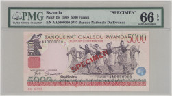 Rwanda 5000 Francs, 1.12.1998, SPECIMEN No.0753, AA0000000, P28s, BNB B127as, UNC, PMG 66 EPQ

Estimate: 60-100