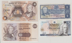 Scotland 10 Pounds, 16.6.1982, BOS, P113c, VF;
1 Pound, 5.11.1969, CLB, P169a, VF;
10 Pounds, 5.1.1983, RBS, P213a, BNB B1146b, VF;
5 Pounds, 6.2.2...