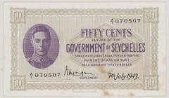 Seychelles 50 Cents, 7.7.1943, A/1 070507, P6a, BNB B133a, VF strains

Estimate: 500-800