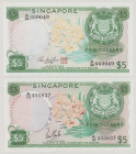 Singapore 5 Dollars, ND, A/10 455837, P2a, BNB B102a, EF;
5 Dollars, ND, A/36 660049, P2a, BNB B102d, EF/AU
(2pcs)

Estimate: 150-200