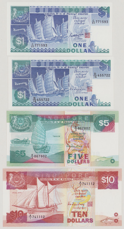 Singapore 1 Dollar, ND, C/84 771593, P18a, BNB 119a, UNC;
1 Dolllar, ND, D/16 4...