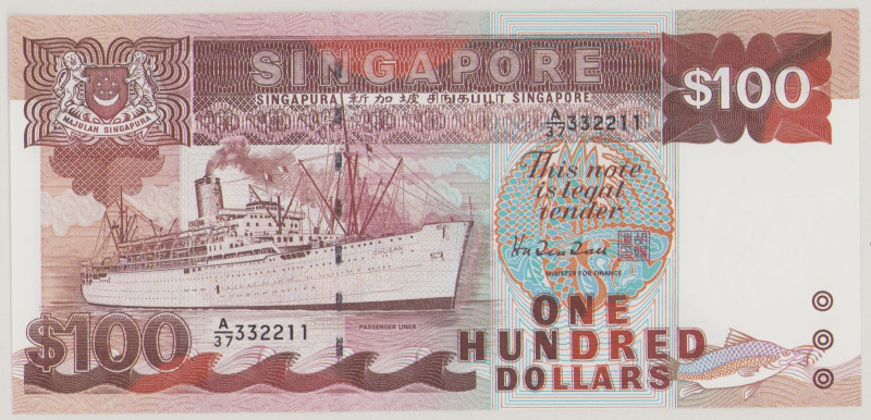 Singapore 100 Dollars, no date, A/37 332211, P23c, BNB B124c, AU

Estimate: 20...