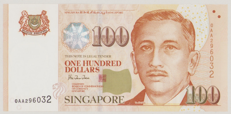 Singapore 100 Dollars, no date, 0AA 296032, P42, BNB B136a, UNC

Estimate: 150...