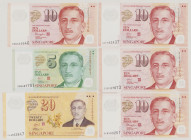Singapore 5 Dollars, ND, 2GB 087751, P47a, BNB 209a, UNC;
10 Dollars, ND, 2JD 187073, P48a, BNB B210a, UNC;
10 Dollars 4JF 662437, ND, P48g, BNB B210g...
