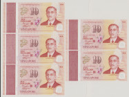 Singapore 10 Dollars, 2015, 5AK 375574, P56a, BNB B212a, UNC;
10 Dollars, 2015, 5AX 159171, P57a, BNB B213a, UNC;
10 Dollars, 2015, 5AH 103537, P58a...