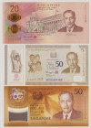 Singapore 50, Dollars, 2015, 50BQ 251363, P61a, BNB B217a, UNC;
50 Dollars, 2017, 50AC 231104, P62, BNB B218a, UNC;
20 Dollars, 2019, AE 621089, Pic...
