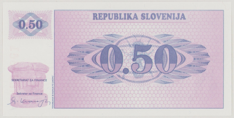 Slovenia 0.50 Tolarjev, ND, AA 4000881, Unissued, P1A, BNB BNP201a, UNC

Estim...