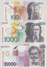 Slovenia 100 Tolarjev, 15.1.2000, SU004918, overprint BANKA SLOVENIJE 1991-2001, P26, BNB B314a, UNC;
1000 Tolarjev, 15.1.2000, CB002225, overprint B...