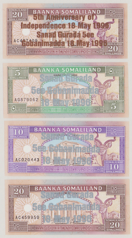 Somaliland 20 Shillings, 18.5.1996, commemorative overprint, P10, BNB B110a, UNC...