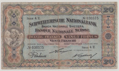 Switzerland 20 Francs, 1.1.1918, 4E 030575, P12d, BNB B307d, F holes in centre

Estimate: 200-300