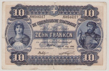 Switzerland 10 Franken, 10.8.1914, No.0544317, P17, BNB B104a, F

Estimate: 1300-2500