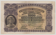 Switzerland 1000 Franken, 1.1.1923, Sign.8, 1D 58260, P30, BNB B320a, F/VF

Estimate: 2500-3500