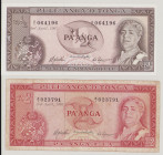 Tonga 1/2 Pa'anga, 3.4.1967, A/1 064196, P13a, BNB B113a, AU;
2 Pa'anga, 3.4.1967, A/1 023791, P15a, BNB B115a, F/VF
(2pcs)

Estimate: 100-200
