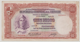 Uruguay 100 Pesos, 14.10.1935, ser. A, 322434, (minor repair), P31a, F/VF

Estimate: 70-150