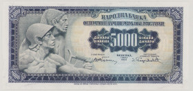 Yugoslavia 5000 Dinara, 1.5.1955, remainder without serial #, P72ar, BNB B327ar, UNC

Estimate: 60-120