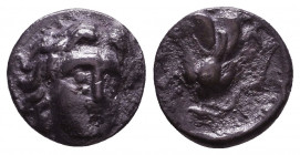 Rhodes , Island off Caria. AR. 229-205 BC. 
Reference:
Condition: Very Fine

Weight: 1,4 gr
Diameter: 11 mm