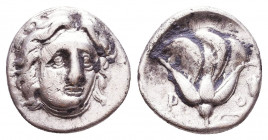 Rhodes , Island off Caria. AR. 229-205 BC. 
Reference:
Condition: Very Fine

Weight: 1,5 gr
Diameter: 12,2 mm