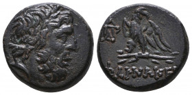 PONTOS. Pharnakeia. Ae (Circa 85-65 BC). Time of Mithradates VI Eupator.
Obv: Laureate head of Zeus right.
Rev: ΦΑΡΝΑΚΕΙΑΣ.
Eagle standing left on ...