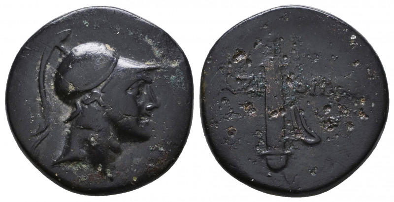 PONTOS, Gaziura. Circa 100-85 BC. Æ. Helmeted head of Ares right / Sword in shea...