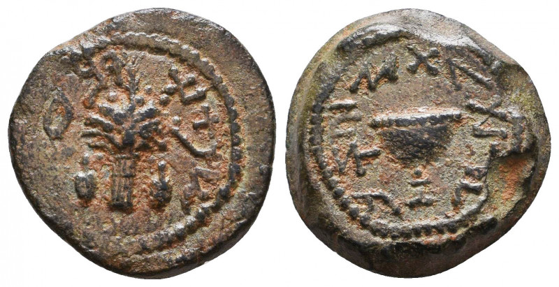 Judaea, The Jewish War. Æ Eighth shekel, 66-70 CE. Jerusalem, year 4 (69/70 CE)....