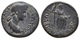 PHRYGIA, Laodicea ad Lycum. Plotina, wife of Trajan. Augusta, circa 105-117 AD. Æ. Draped bust right / LAO-DIKEWN, Hera Argeia standing right. SNG Cop...
