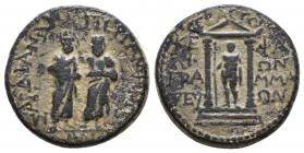 MYSIA, Pergamum. Augustus. 27 BC-AD 14. Æ. Homonoia with Sardes. Kephalion, grammateus. Demos of Sardes, standing facing and holding scepter, being cr...