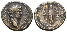 Claudius, 41-54, AE, Kadoi
Obverse: ΚΛΑΥΔΙΟϹ ΚΑΙϹΑΡ; laureate head of Claudius, r.
Reverse: ƐΠΙ ΜƐΛΙΤΩΝΟϹ ΑϹΚΛΗΠΙΑ(ΔΟΥ) ΚΑΔΟΗΝΩΝ; Zeus standing, l.,...