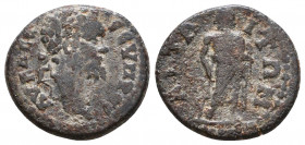 MYSIA. Attaea. Septimius Severus (193-211). Ae.
Obv: AV K Λ CE CEVHPOC.
Laureate head right.
Rev: ATTAITΩN.
Asclepius standing facing, head left, ...