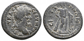 LYDIA, Saitta. Septimius Severus. AD 193-211. Æ. Laureate head right / Hercules standing right, head left, holding lion skin and resting hand upon clu...