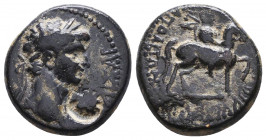 PHRYGIA. Hierapolis. Claudius (41-54). Ae.
Obv: KΛAYΔIOΣ KAIΣAP.
Laureate head and right.
Rev: Μ ΣΥΙΛΛΙΟΣ ΑΝΤΙΟΧΟΣ ΓΡΑ ΙΕΡΑΠΟΛΙΤΩΝ.
God on horseba...