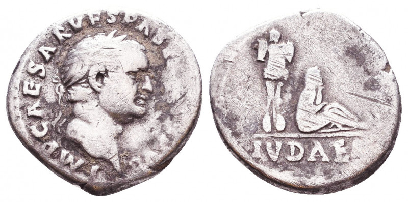 Vespasian. A.D. 69-79. AR denarius . Judaea Capta type. Rome mint, Struck A.D. 6...