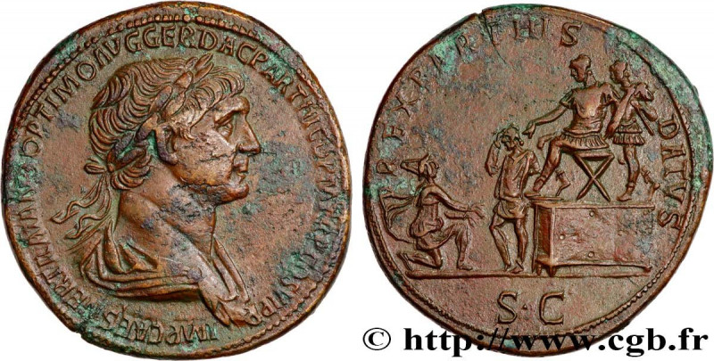 TRAJANUS
Type : Sesterce 
Date : 116 
Mint name / Town : Rome 
Metal : copper 
D...