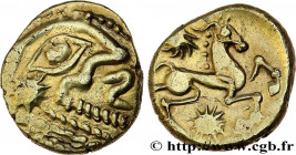 GALLIA BELGICA - BELLOVACI (Area of Beauvais)
Type : Statère d'or à l'astre, cheval à droite 
Date : c. 80-50 AC. 
Mint name / Town : Beauvais (60) 
M...
