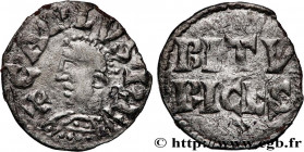 CHARLES II LE CHAUVE / THE BALD
Type : Denier 
Date : c. 840-875 
Date : n.d. 
Mint name / Town : Bourges 
Metal : silver 
Diameter : 18,5  mm
Orienta...