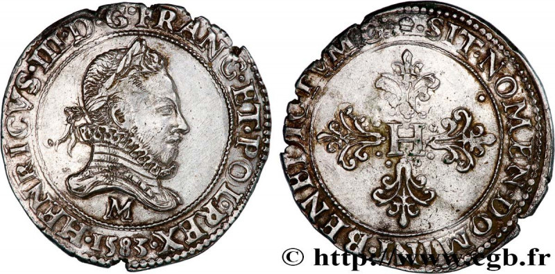 HENRY III
Type : Franc au col fraisé 
Date : 1583 
Mint name / Town : Toulouse 
...
