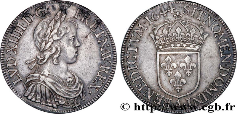 LOUIS XIV "THE SUN KING"
Type : Écu à la mèche courte 
Date : 1644 
Mint name / ...