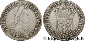 LOUIS XIV "THE SUN KING"
Type : Demi-écu à la mèche courte 
Date : 1650 
Mint name / Town : Lyon 
Quantity minted : 8987 
Metal : silver 
Millesimal f...