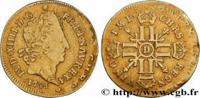 LOUIS XIV "THE SUN KING"
Type : Demi-louis aux huit L et aux insignes 
Date : 1701 
Mint name / Town : Lyon 
Metal : gold 
Millesimal fineness : 917  ...