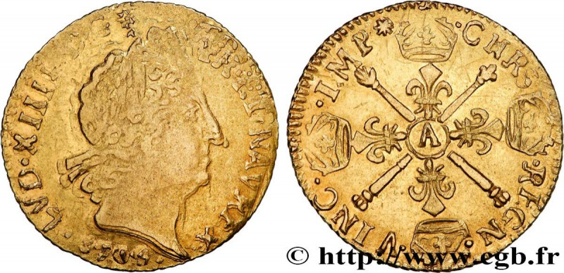 LOUIS XIV "THE SUN KING"
Type : Louis d'or aux insignes, fausse réformation 
Dat...