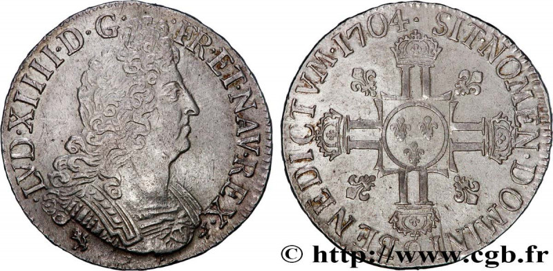 LOUIS XIV "THE SUN KING"
Type : Écu aux huit L, 2e type 
Date : 1704 
Mint name ...