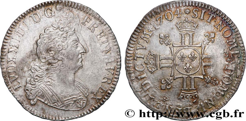 LOUIS XIV "THE SUN KING"
Type : Demi-écu aux huit L, 2e type 
Date : 1704 
Mint ...