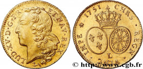LOUIS XV THE BELOVED
Type : Double louis dit "au bandeau" 
Date : 1751 
Mint name / Town : Bayonne 
Quantity minted : 692 
Metal : gold 
Millesimal fi...