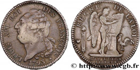LOUIS XVI
Type : Écu dit "au génie", légende FRANÇOIS 
Date : 1793 
Mint name / Town : Montpellier 
Metal : silver 
Millesimal fineness : 917  ‰
Diame...
