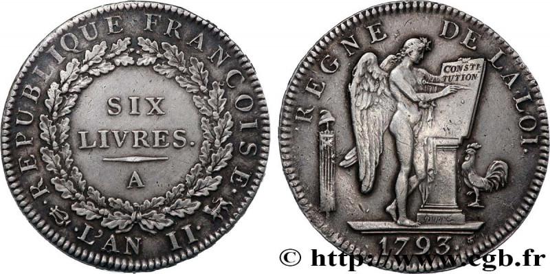 THE CONVENTION
Type : Six livres dit "au génie" 
Date : 1793 
Mint name / Town :...
