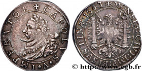 TOWN OF BESANCON - COINAGE STRUCK IN THE NAME OF CHARLES V
Type : Demi-daldre 
Date : 1643 
Mint name / Town : Besançon 
Metal : billon 
Millesimal fi...