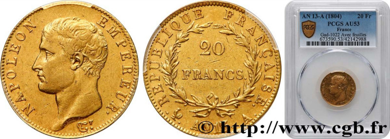 PREMIER EMPIRE / FIRST FRENCH EMPIRE
Type : 20 francs or Napoléon tête nue, Cale...