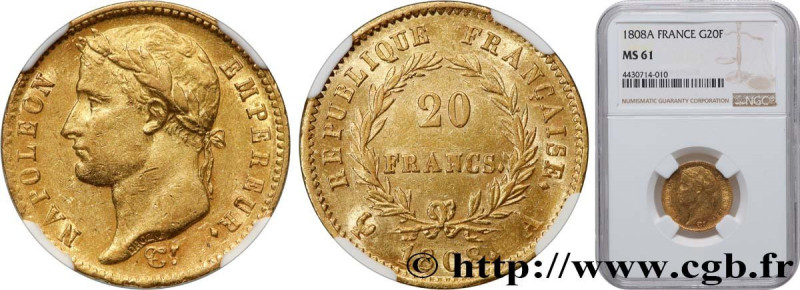 PREMIER EMPIRE / FIRST FRENCH EMPIRE
Type : 20 francs or Napoléon tête laurée, R...