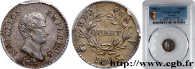 PREMIER EMPIRE / FIRST FRENCH EMPIRE
Type : Quart (de franc) Napoléon Empereur, Calendrier grégorien 
Date : 1806 
Mint name / Town : Paris 
Quantity ...